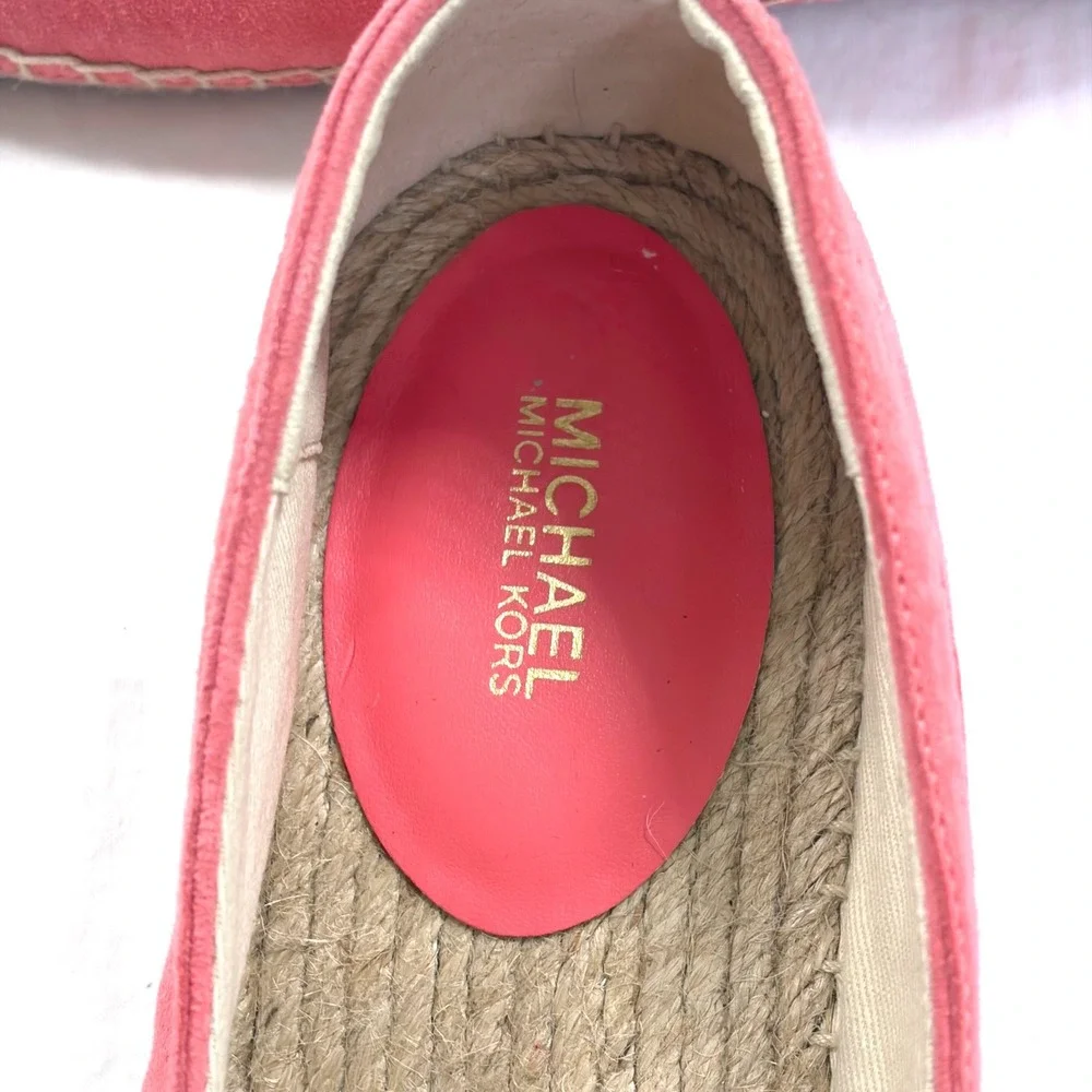 Michael Kors Pink Suede Leather Espadrille Flats Slip On Shoes V019B Womens 10M